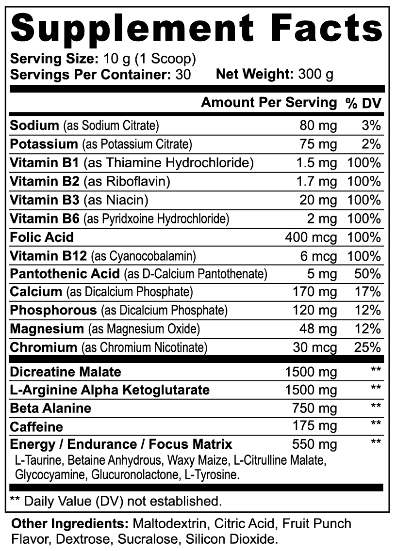 NITRIC SHOCK (Fruit Punch): Pre-Workout Powder