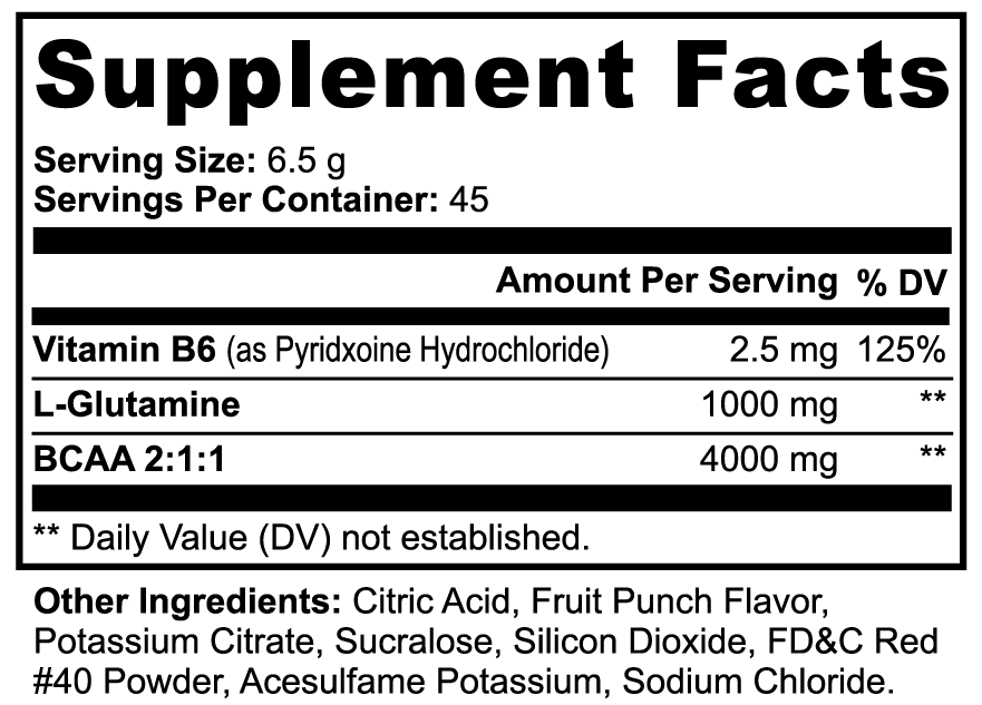 AMINO REGEN (Fruit Punch): BCAA Post Workout Powder