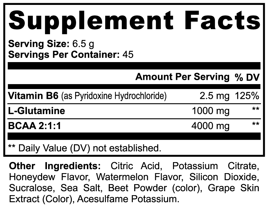 AMINO REGEN (Honeydew/Watermelon):  BCAA Post Workout Powder